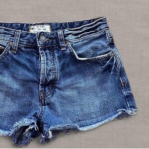 Free People Blue Jean Mini Shorts  with Frayed Hem